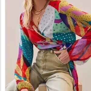 NWT Anthropologie wrap blouse. Sz large